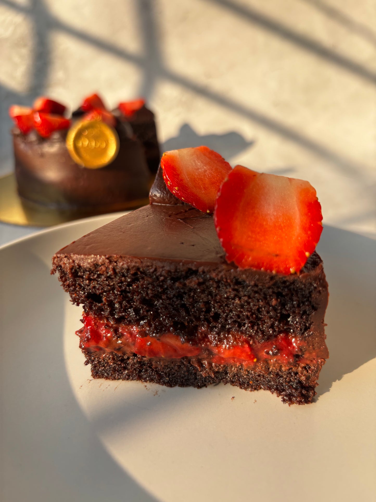 Dark Chocolate Strawberry Cake (Gluten free/Refined sugarfree)